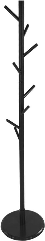 QUVIO Kapstok staand - Kapstok - Staande kapstok - Garderoberek - Kapstokken - Kapstokhaak - Hout - 35 x 35 x 175 cm (lxbxh) - Zwart