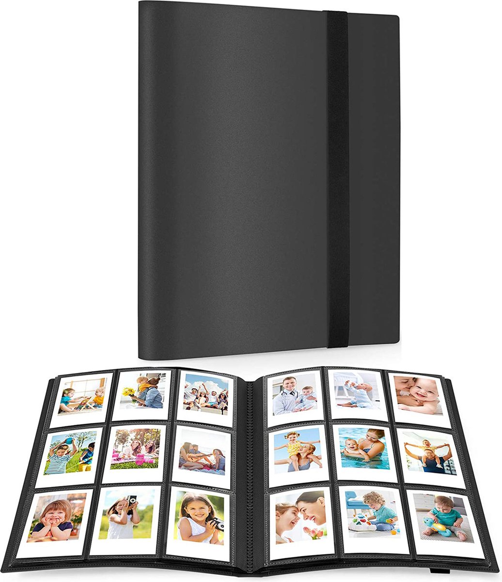 YONO Fotoalbum 360 voor Instant Camera Fotopapier - Fotoboek Geschikt voor Fujifilm Instax Mini 12 / 11 / 9 / 8 / 7s / 25 / 90 / Link / SP-2 / Liplay - Film Polaroid - Kodak - Square en Meer - Zwart - YONO