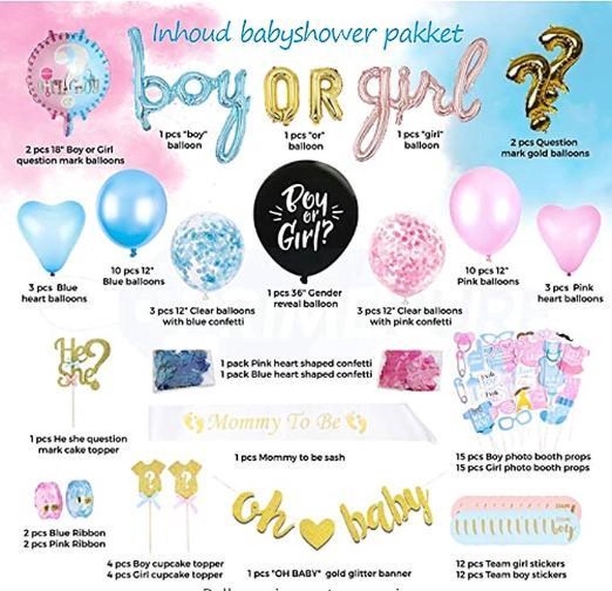 9 st./set 360 graden Babyshower Honingraat Decoraties Onthulling van het geslacht Honingraat