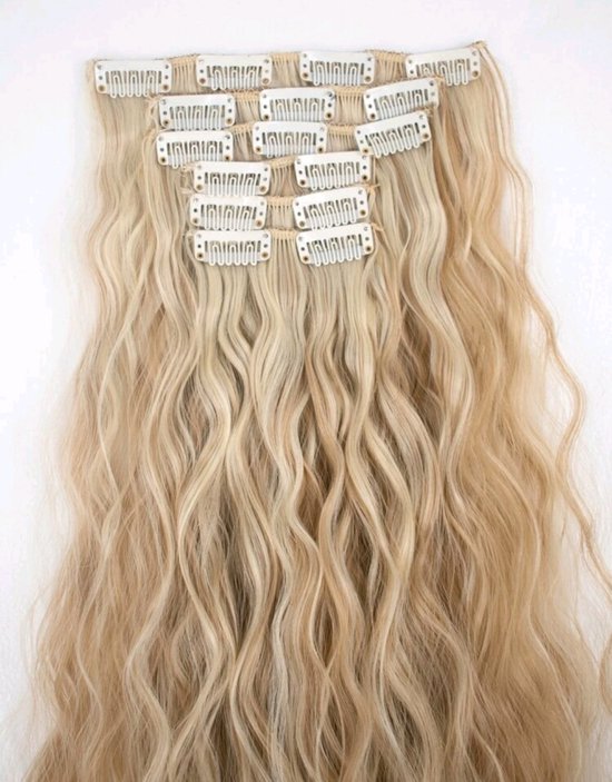 Hairextensions haarextensions blond krullen slag in clip 55cm lang | bol.com