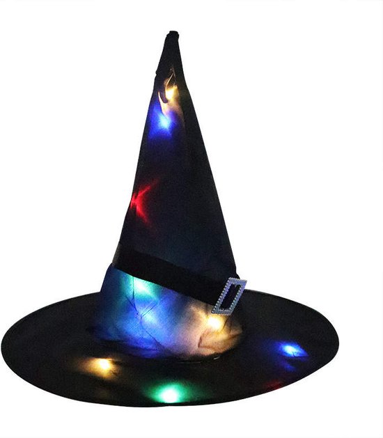 Heksenhoed met LED-verlichting Halloween Zwart Kostuum Decoratie ...