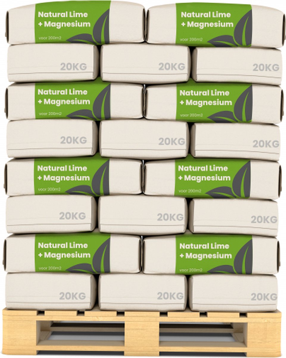 Kalk Korrel meststof verrijkt met magnesium (40x = 800Kg - Voor 16.000m2) voor dieper bladgroen (+PH) Speciaal voor gazon, Perken, Moestuin en openbaar groen - Organifer