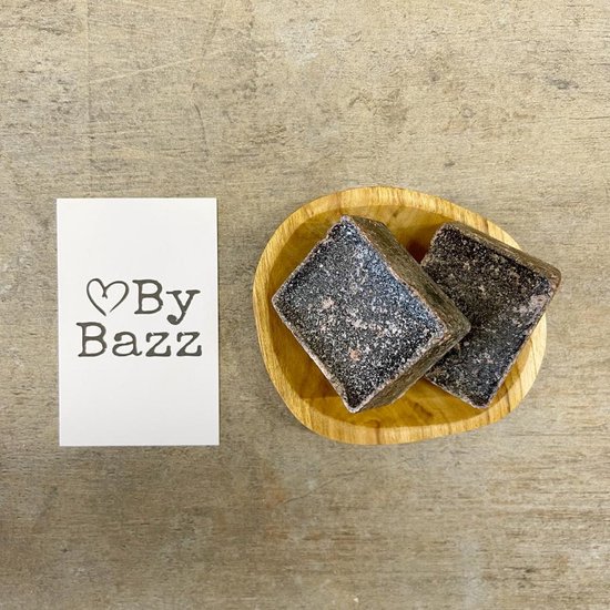 ByBazz, 2 black musk geurblokjes met houten schaaltje, huisparfum, amberblokjes, cadeau-set