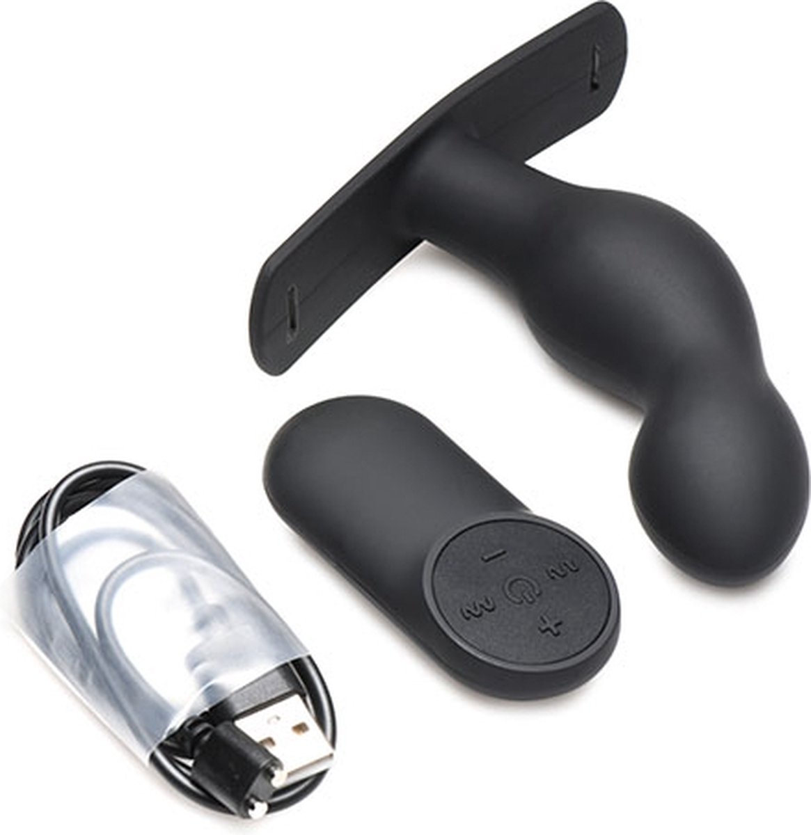Goedkoopste XR Brands P-Spot Plugger - Siliconen Prostaatplug met Harnas en Afstandsbediening black