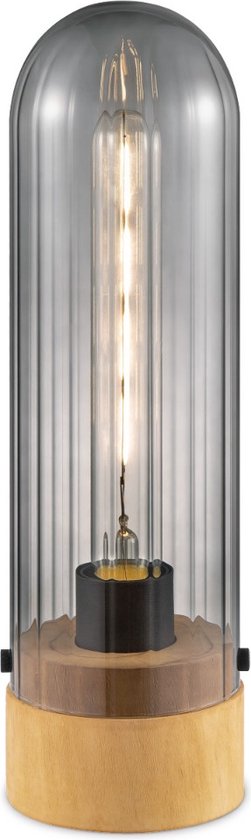 Home Sweet Home - Moderne tafellamp Capri - Rook - 10/10/33cm - bedlampje - geschikt voor E27 LED lichtbron - gemaakt van Glas en Hout