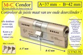 M&C Condor - High Security deurcilinder - SKG*** -  37x42 mm - Politiekeurmerk Veilig Wonen  -  inclusief gereedschap montageset