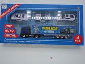 Autoset met vrachtwagen en 3 politie auto's