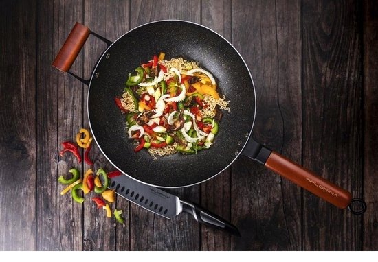 Vrij Aluminium Drielaag Coating 3 Laags Antiaanbaklaag Elegant Koken Wokken Gourmetten Cadeau Ke