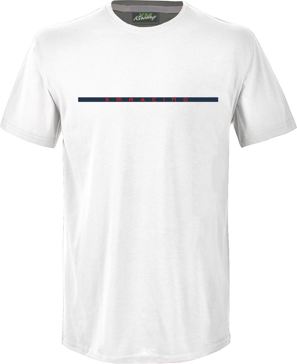 XM Racing - Heren - Inside Line Logo T-Shirt - Basic Voor Elke Dag - Lichtgewicht - Wit - L