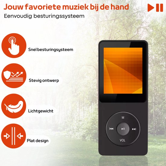 ZOOAOXO 64Go Lecteur MP3, Lecteur de Musique avec Bluetooth 5.2, Haut-Parleur HD Intégré, Radio FM, Enregistreur Vocal, Design Mini, Poids 70G, Son HiFi, Idéal pour Le Sport, Écouteurs Inclus