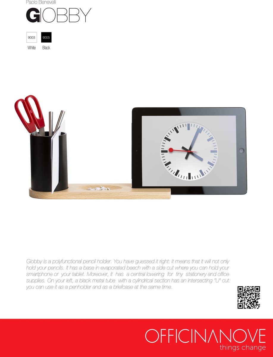 Officinanove - Accessoires Pennenhouder Giobby - Metaal - Wit