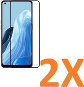 Volledige dekking Screenprotector Glas - Tempered Glass Screen Protector Geschikt voor: Oppo Reno 8 lite -  - 2x