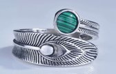 Malachiet Ring | One size | Pauwen veer | Feather | Kado | Edelsteen |  ParaTotaal®