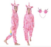 Combinaison Licorne Joya Beauty® | Costume de maison rose Unicorn | Déguisement enfants | robe de déguisement | Taille 116-122 (120) + BANDEAU GRATUIT | Habillage d'Halloween