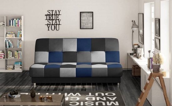 Maxi Huis - Cayo - slaapbank - 3-zitsbank voor woonkamer - sofa bank - grijs + blauw