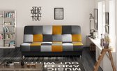 Maxi Huis - Cayo - slaapbank - 3-zitsbank voor woonkamer - sofa bank - zwart + grijs + gele