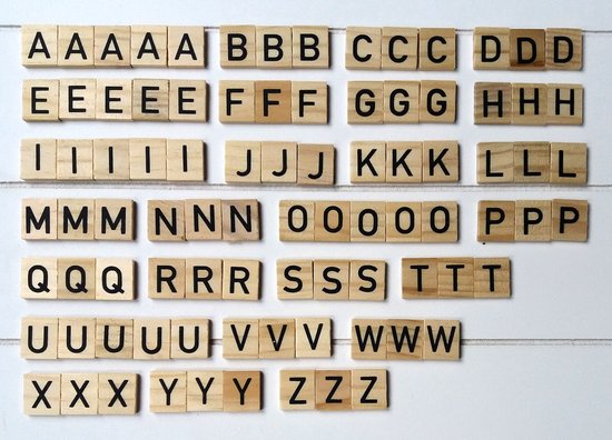 Houten letter blokjes - alfabet - 88 stuks - hout - hobby blokjes