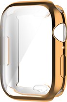 By Qubix Siliconen case (volledig beschermd) 45mm - Champagne goud - Geschikt voor Apple watch 45mm hoesje - screenprotector - Bescherming iWatch -