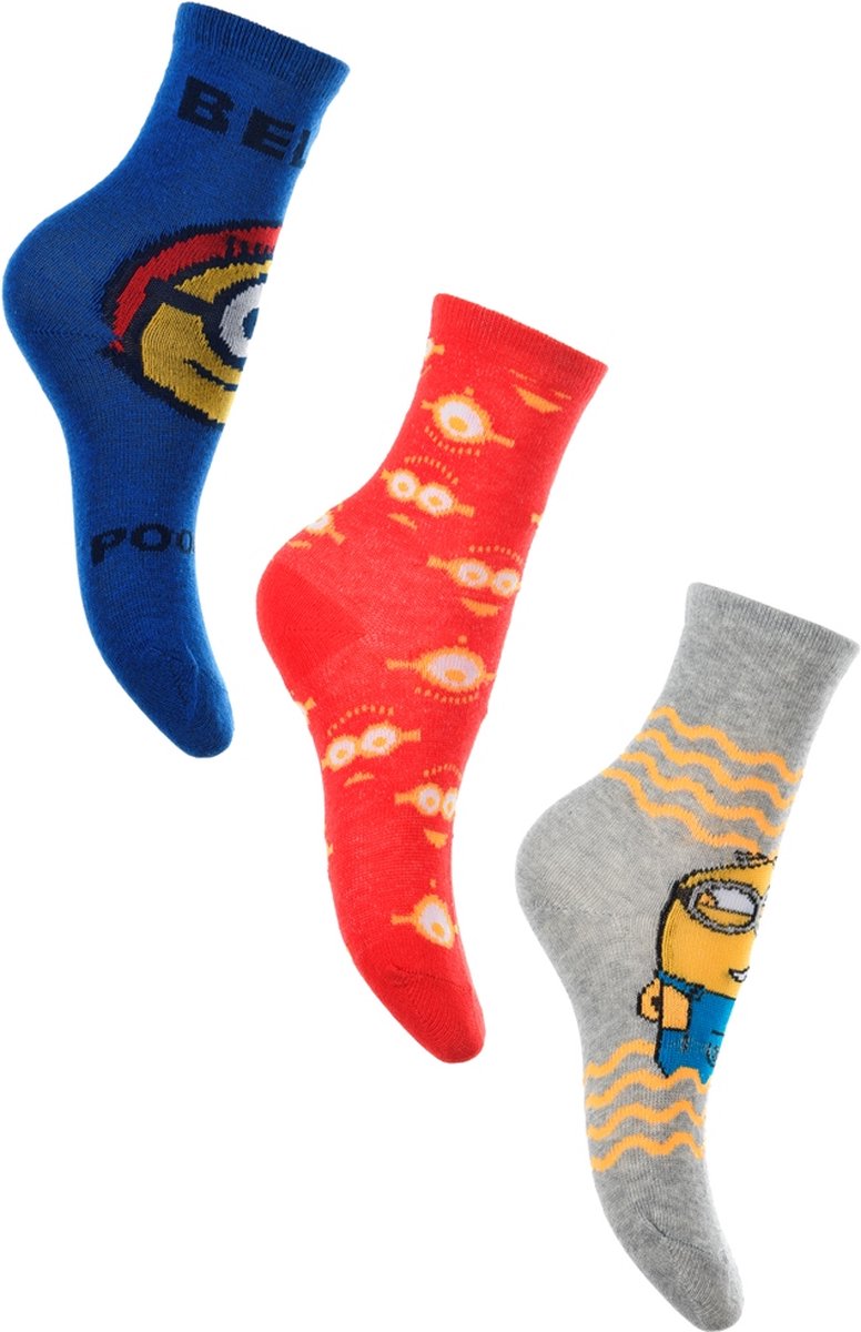 Minions - sokken Minions - Rise of Gru - jongens - 3 paar - maat 23/26