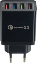 IZOXIS USB snel lader 3.0 - Oplader voor Smartphones en Tablets - Thuislader - Universele Adapter met 4 usb poorten - Zwart