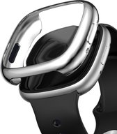 YONO Bumper geschikt voor Fitbit Versa 4 / Sense 2 - Screen Protector Hoesje - Full Cover Case - Zilver