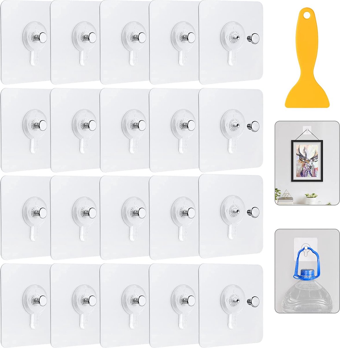 40 stuks zelfklevende fotohangers, 3 vormen, ophanghaakjes voor foto, puzzel ophangen zonder boren, decoreren