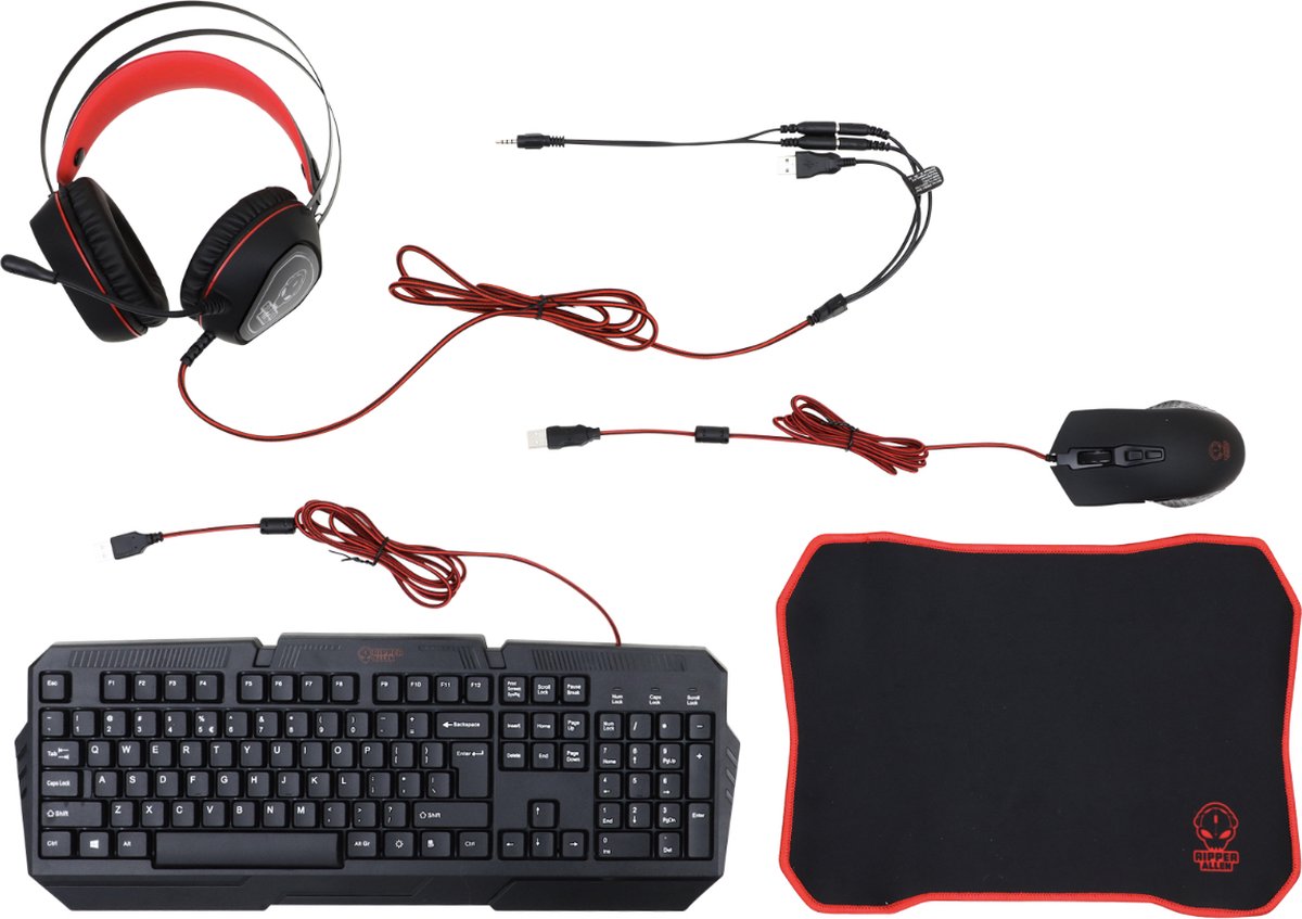 Gaming Set - Gaming - Headset - Toetsenbord - Gamingmuis - Muis Mat- Cadeau - Verlichting - Over Ear - 4 Delig