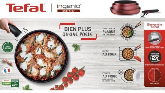 TEFAL L3982802 INGENIO DAILY CHEF Casserole 16 cm, revêtement antiadhésif, tous  feux