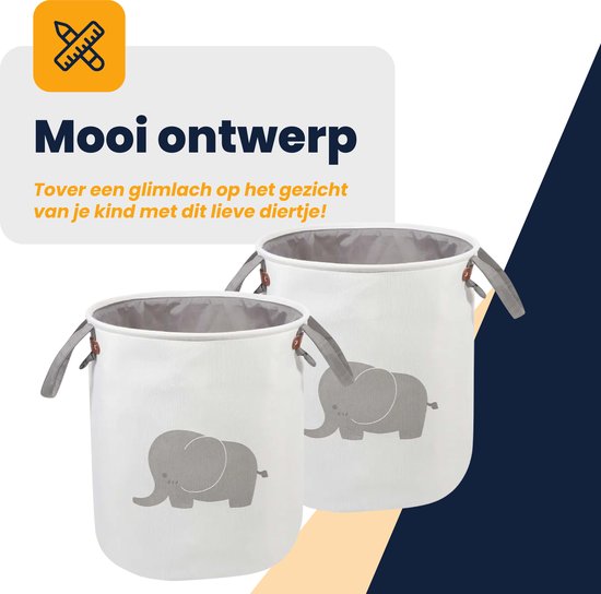 MIRO® Wasmand - Kinder Speelgoed Opbergmand - Babykamer & Kinderkamer - Speelgoedmand - Opvouwbaar - Olifant — afbeelding 4