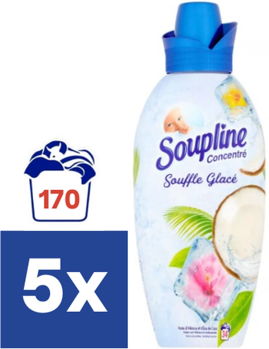Soupline Hibiscus & Kokoswater Wasverzachter - 5 x 800 ml (170 wasbeurten)