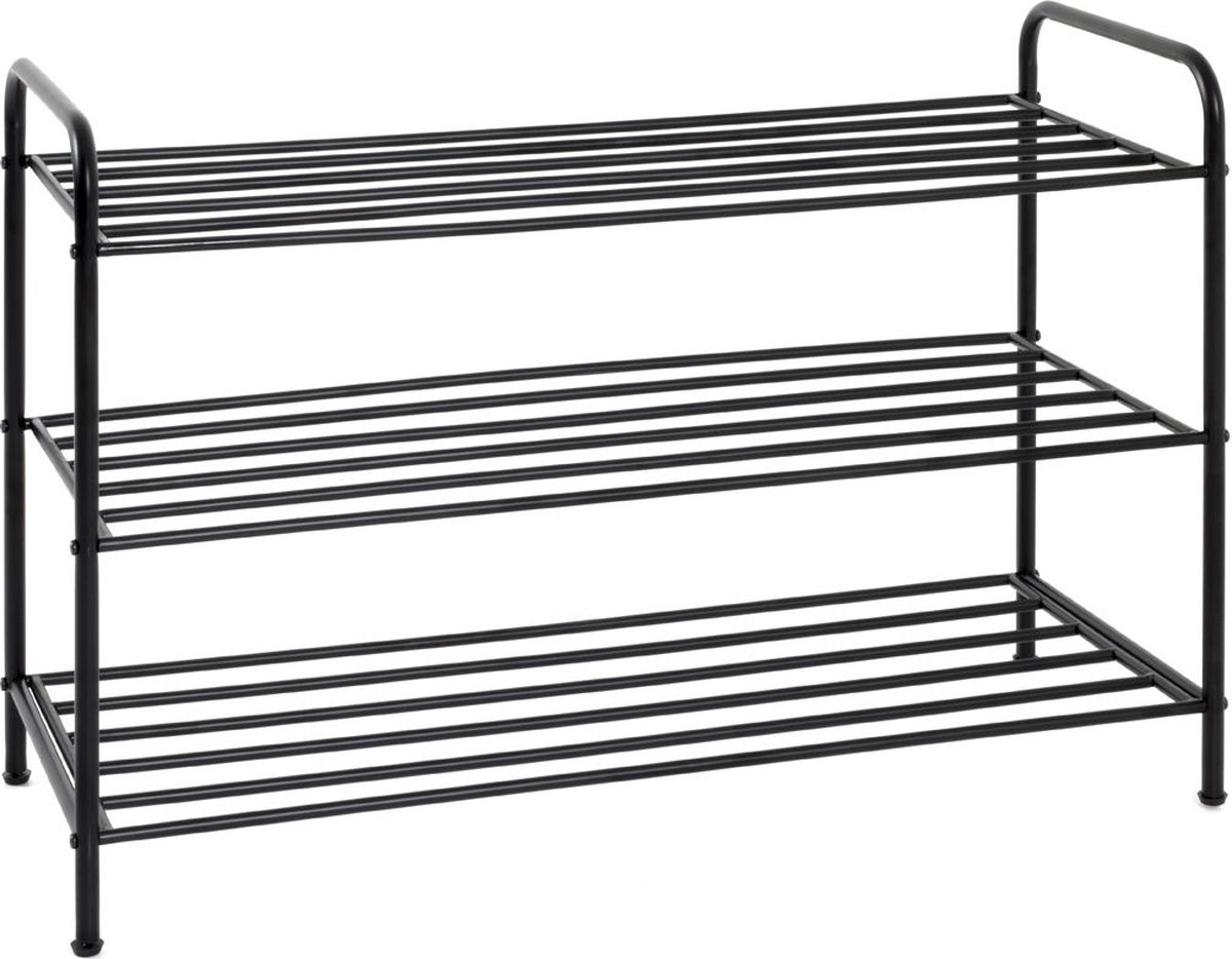 Schoenenrek – Zwart staal – Industrieel ontwerp – 58 cm hoog, 83 cm breed, 35 cm diep