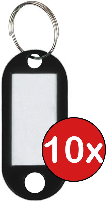 Foto: Sleutellabels sleutelhanger bagagelabel sleutellabel gekleurde naamlabels label zwart 10 pack