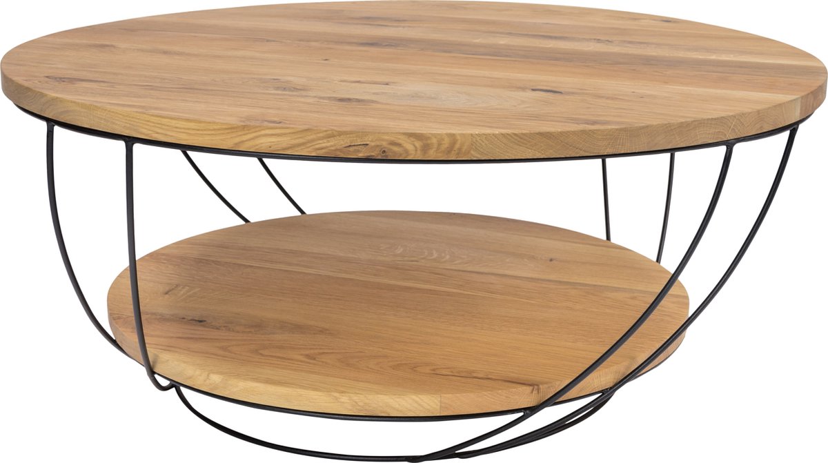 Torna Design Moon - Salontafel - 80x80x34 cm - Zwart Staal/Eiken