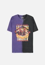 Marvel Thor Heren Tshirt -M- Love and Thunder - Graphic Art Zwart/Paars
