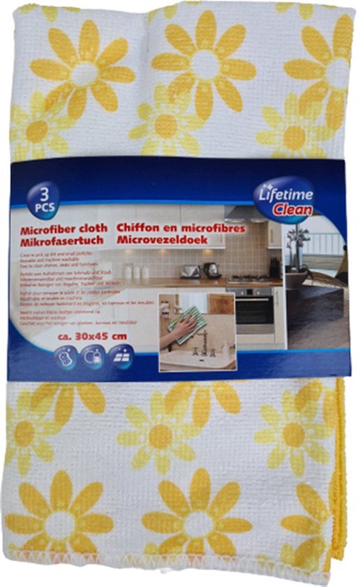 Microvezeldoek schoonmaakdoek - Geel / Wit - Polyester - Ca. 30 x 45 cm