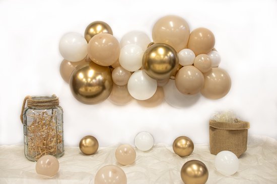 DIY Organic ballon slinger - Ballonnen slinger - Wit, beige, goud - 2m |  bol.com
