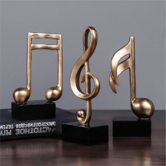 Foto: Muziek beeldjes set van 3 woondecoratie minimalistische muzieknoten sculptuur decoratie woonkamer standbeeld polyresin beeld goud decoratieve woonaccessoire