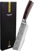 Shinrai Japan™ - Série martelée en acier inoxydable - Couteau Nakiri 18 cm - Nakiri - Couteau de chef - Couteau à légumes - Couteau Damas - Couteaux japonais - Livré dans un coffret cadeau de luxe