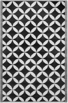 JEMIDI tuintapijt in modern cirkelpatroon - Buitentapijt 120 x 180 cm - Kleed voor tuin, balkon en binnenshuis - Zwart/wit patroon