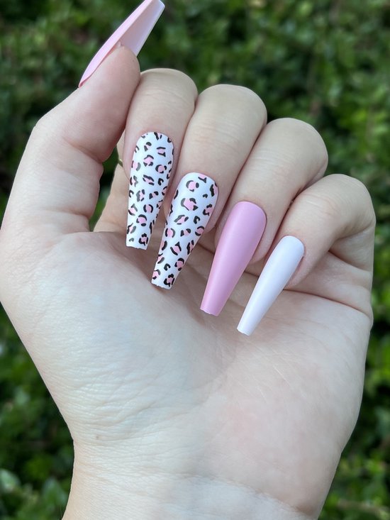 Baby roze panter nagels - plaknagels - plaktabs - lang - nagellijm | bol
