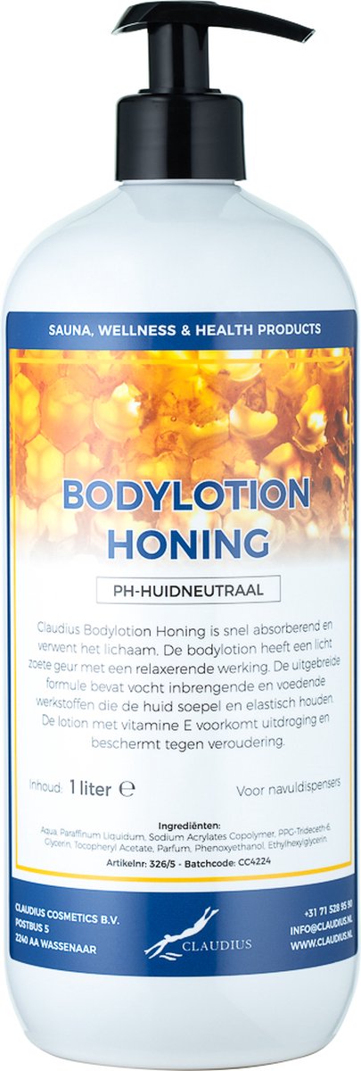 Goedkoopste Bodylotion Honing 1 Liter - met gratis pomp