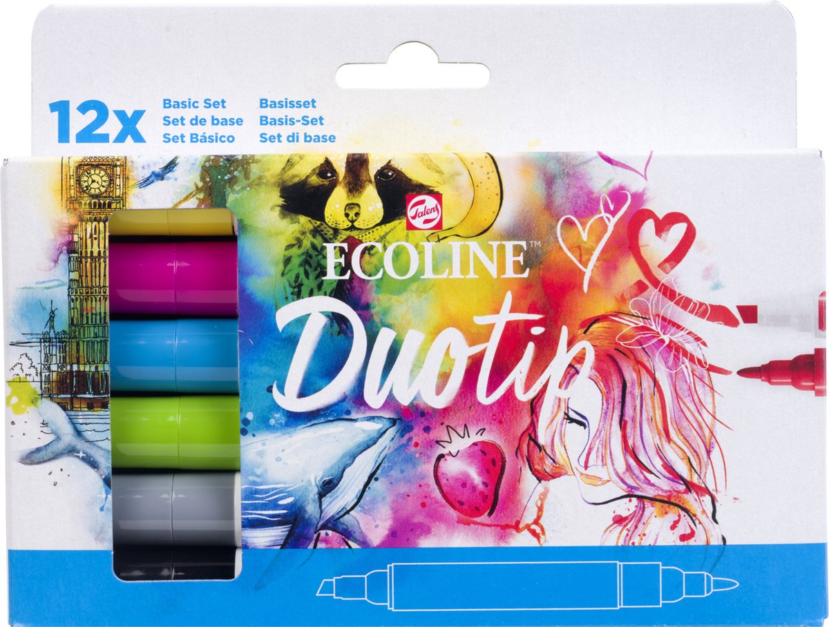 Ecoline Duotip marker set Basis | 12 kleuren