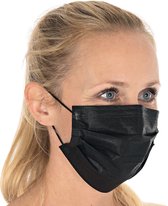Hygostar mondmasker type II zwart - zwart mondmasker medisch - mondkapje wegwerp zwart 3 laags