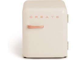 CREATE - Koelkast in retrostijl - Gebroken wit - Handvat Roségoud - FRIDGE RETRO 48L