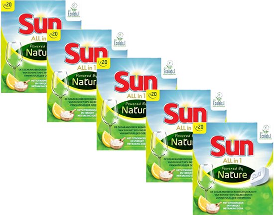 Tablettes pour lave-vaisselle Sun All-In-1 Powered By Nature Eco