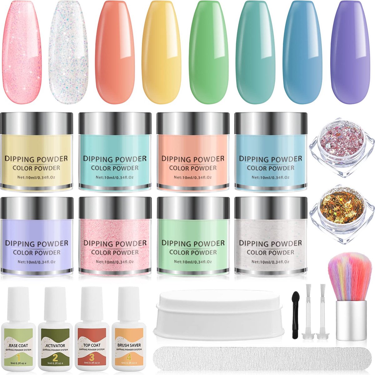 GLAMADOR Dipping Powder Nailset starter kit Aanvul Kit 8 kleuren