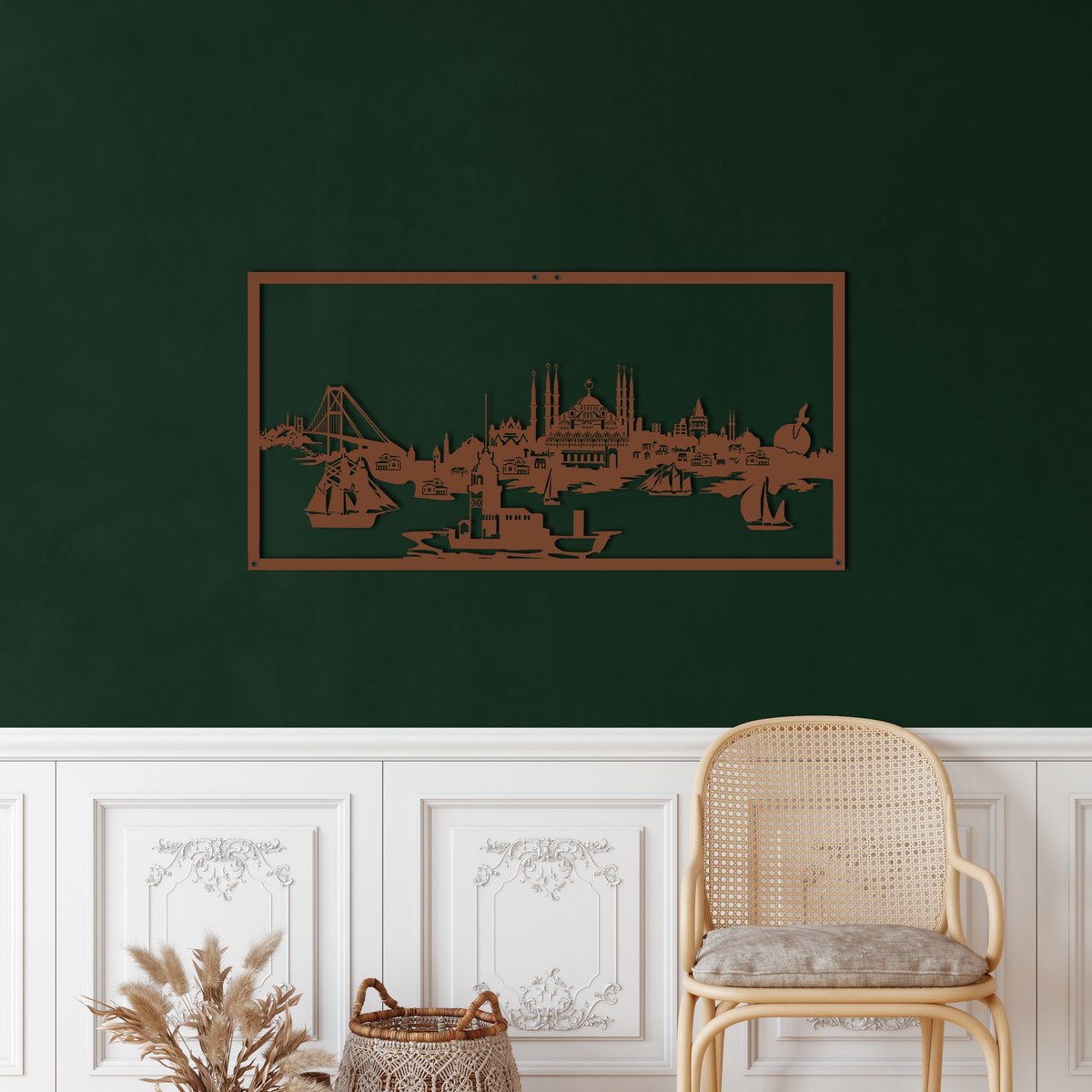 Décoration Murale En Métal De Montagne, Collines, Sculpture Murale Horizontale Extra Large En Métal, Décoration Murale Nature Sur Le Lit, Décoration D'intérieur (grande Taille - 32 X 112 Cm (H X L