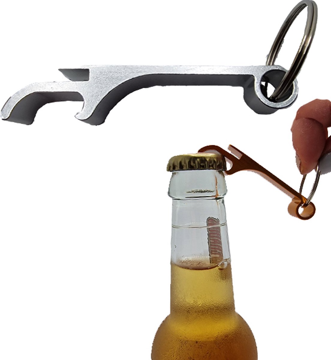 Flesopener - Bieropener - Sleutelhanger - Zilver - oDaani