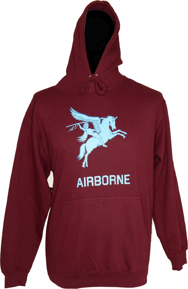 Airborne - Hoodie Maroon Rood Met Pegasus - Airborne Trui - Volwassenen - Maat M