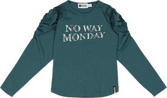 No Way Monday-Girls T-Shirt ls-Dark Green - Maat 122